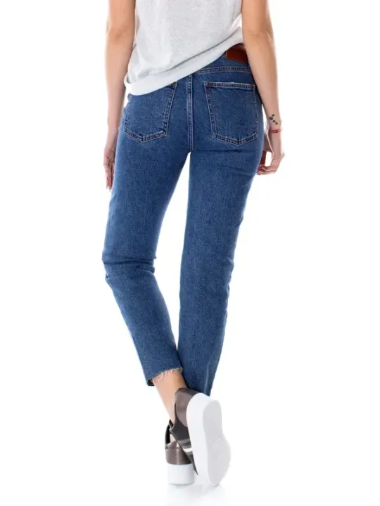 Mitternachtsblaue, cropped, gerade geschnittene Jeans