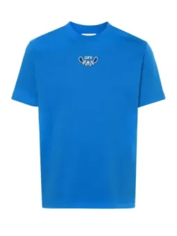 Off-White Herren T-Shirt Azurblau | online kaufen