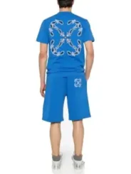 Off-White Herren T-Shirt Azurblau | online kaufen