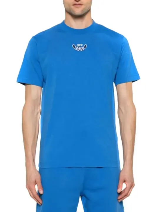 Off-White Herren T-Shirt Azurblau | online kaufen