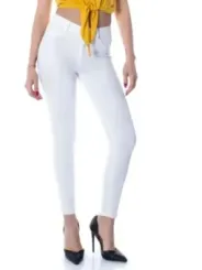 Creme Jeans hohe Taille gerades Bein