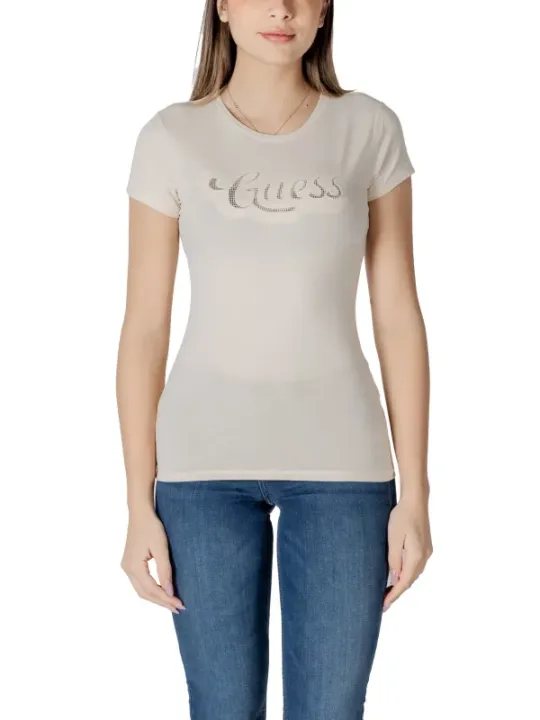 Guess Logo Beige Damen T-Shirt