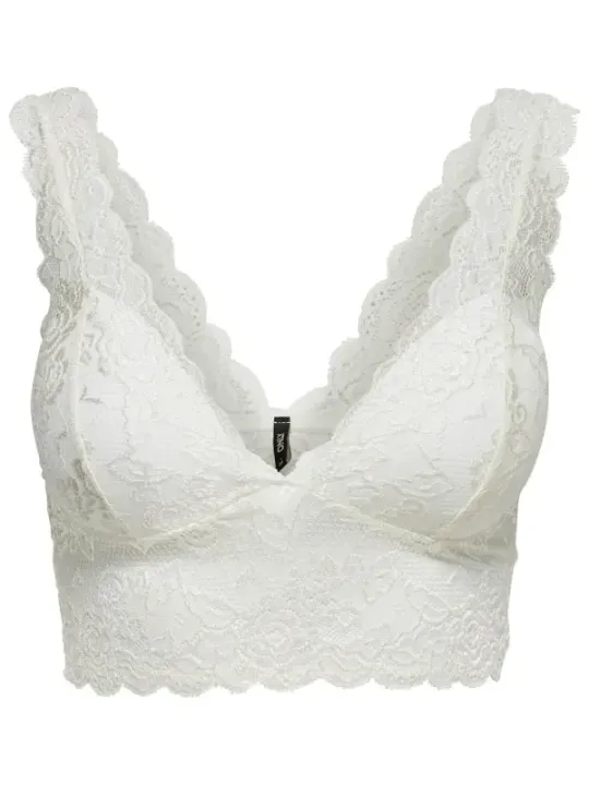 Weißes Spitzen-Bralette mit V-Ausschnitt
