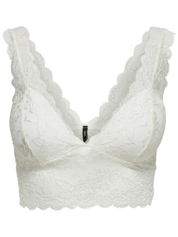 Weißes Spitzen-Bralette mit V-Ausschnitt