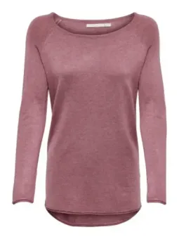 Mauve strukturierter Strickkurzpullover