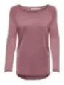 Mauve strukturierter Strickkurzpullover