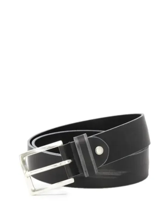 Schwarzer Ledergürtel mit Silber Schnalle