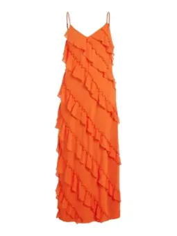 Orange Rüschenärmelloses Vila Sommerkleid