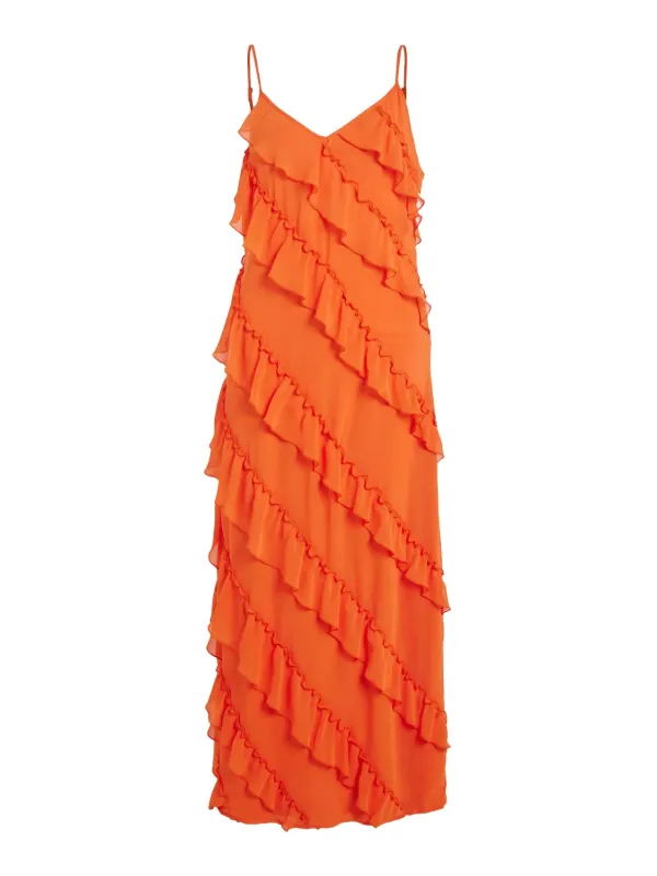 Orange Rüschenärmelloses Vila Sommerkleid