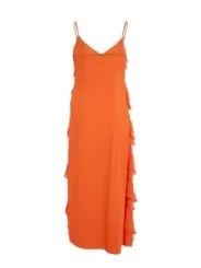 Orange Rüschenlanges Kleid Vila Clothes