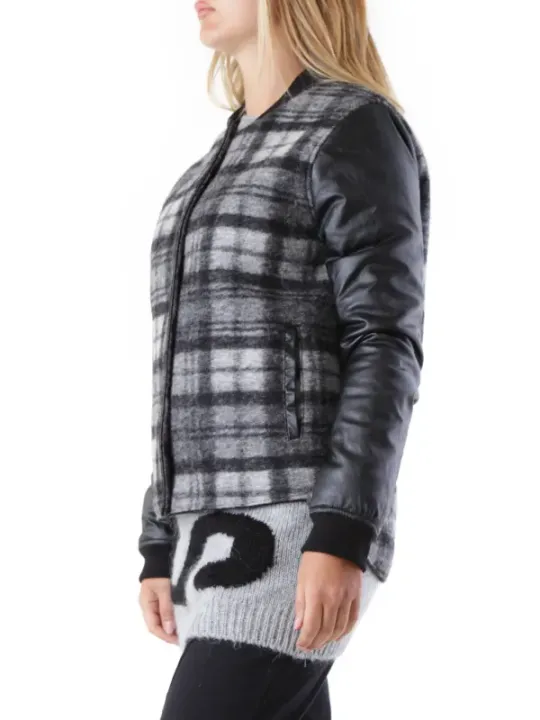 Gepolsterte Bomberjacke aus Karomuster