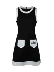 Schwarzes Kleid mit weißem Saum