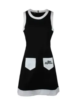 Schwarzes Kleid mit weißem Saum