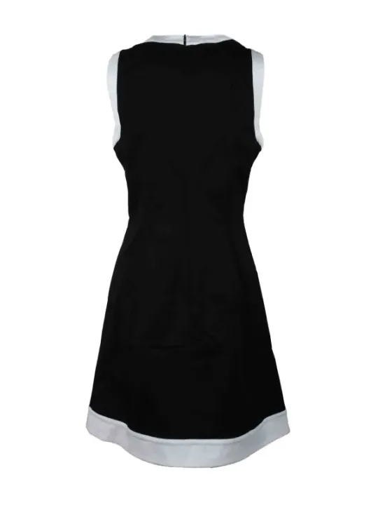 Schwarzes Minikleid mit weißem Streifen