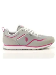 Graue Damen-Sneakers mit Pinkem Akzent