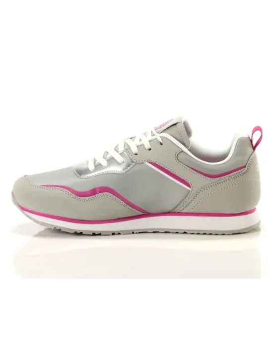 Graue Damen Sneaker mit rosa Akzenten
