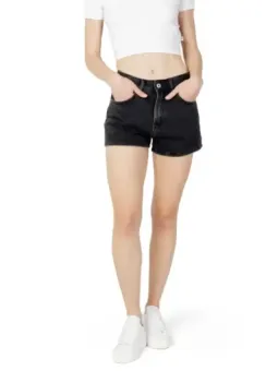 Schwarze Denim-Shorts mit hoher Taille
