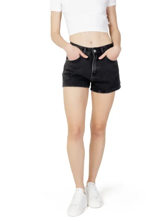 Schwarze Denim-Shorts mit hoher Taille
