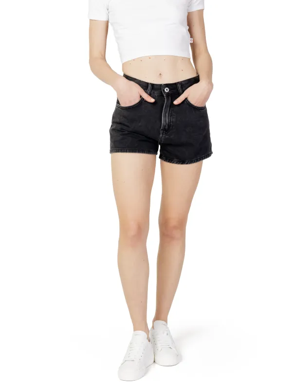 Schwarze Denim-Shorts mit hoher Taille