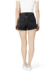 Schwarze Jeans-Shorts mit Wellenmuster