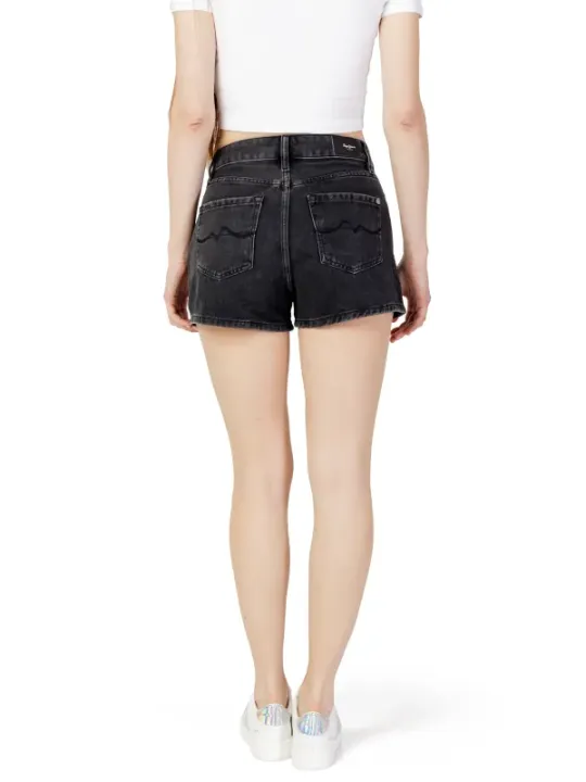 Schwarze Jeans-Shorts mit Wellenmuster