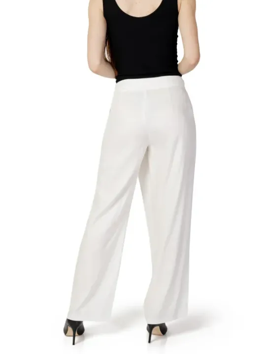 Weiße Damen High-Waist Hose