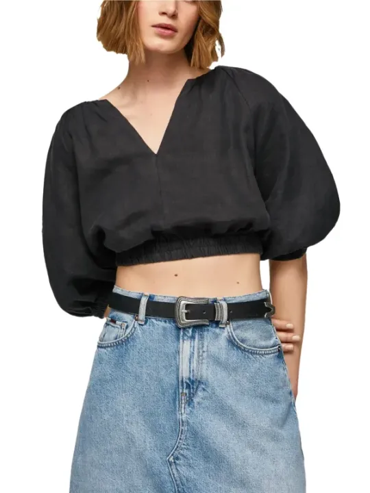 Hüfthohe Jeansrock mit Gürtel