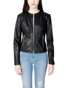 Schwarze Armani Exchange Lederjacke Reißverschluss