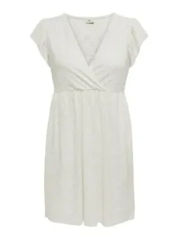 Off-weißes Wickelkleid mit kurzen Ärmeln