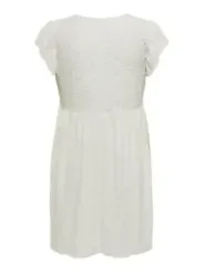 Weißes Baumwollkleid mit Spitze und Rüschen