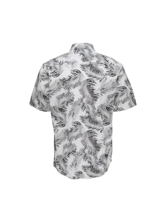 Palmenmuster Herrenhemd schwarz weiß