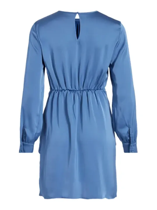 Leichtes blaues Seidenkleid mit Kordelzug