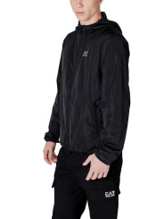 Schwarze Ea7 Windbreakerjacke mit Kapuze