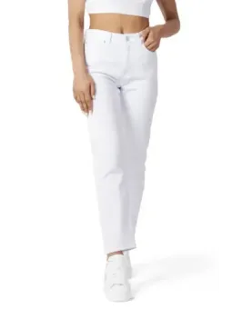 Weiße Jeans, hoher Bund, gerades Bein