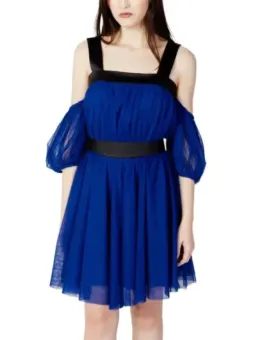 Blaues Samt und Chiffonkleid Hanny