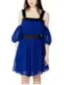 Blaues Samt und Chiffonkleid Hanny