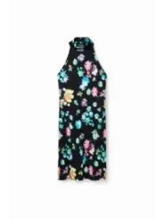 Schwarzes Kleid mit floralem Muster