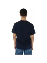 Schwarzes T-Shirt, blauer Farbblock