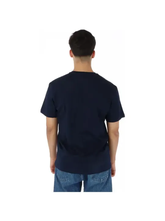 Schwarzes T-Shirt, blauer Farbblock
