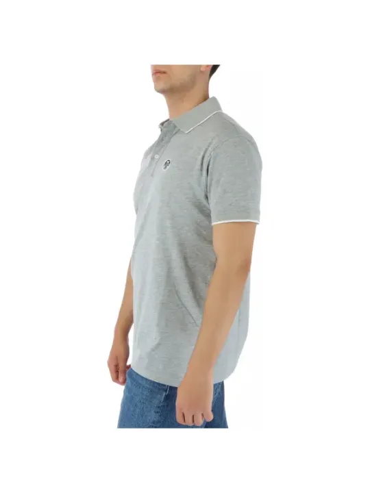 Graues Poloshirt mit weißem Kragen