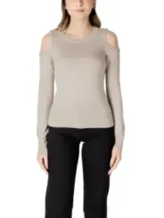 Haferflocken Kalt-Schulter Langarm-Pullover