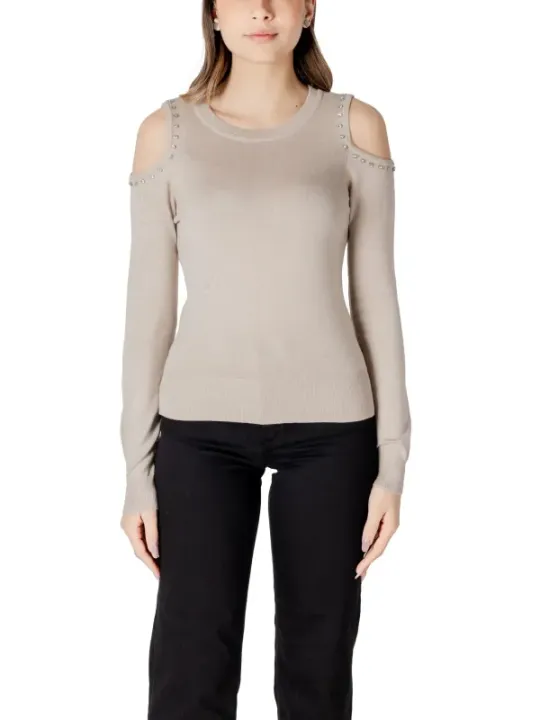 Haferflocken Kalt-Schulter Langarm-Pullover