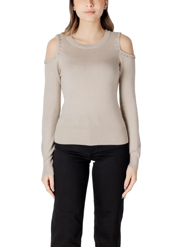 Haferflocken Kalt-Schulter Langarm-Pullover