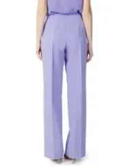 Lila hochtaillierte weite Stoffhose Damen