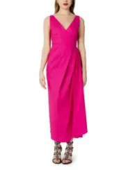 Pinkes, tailliertes Mid-Calf-Kleid Sandro Ferrone