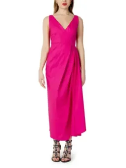 Pinkes, tailliertes Mid-Calf-Kleid Sandro Ferrone