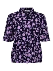 Schwarze Bluse mit Blumenmuster