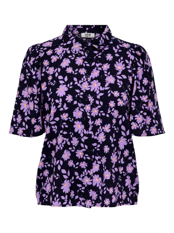 Schwarze Bluse mit Blumenmuster