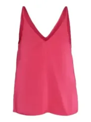 Rosa seidiges V-Ausschnitt Vila Tanktop
