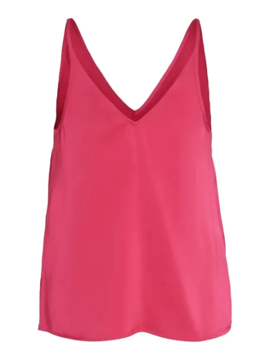 Rosa seidiges V-Ausschnitt Vila Tanktop